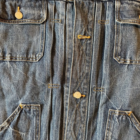 NWT Authentic Frye Jean jacket with leather collar - Picture 5 of 7